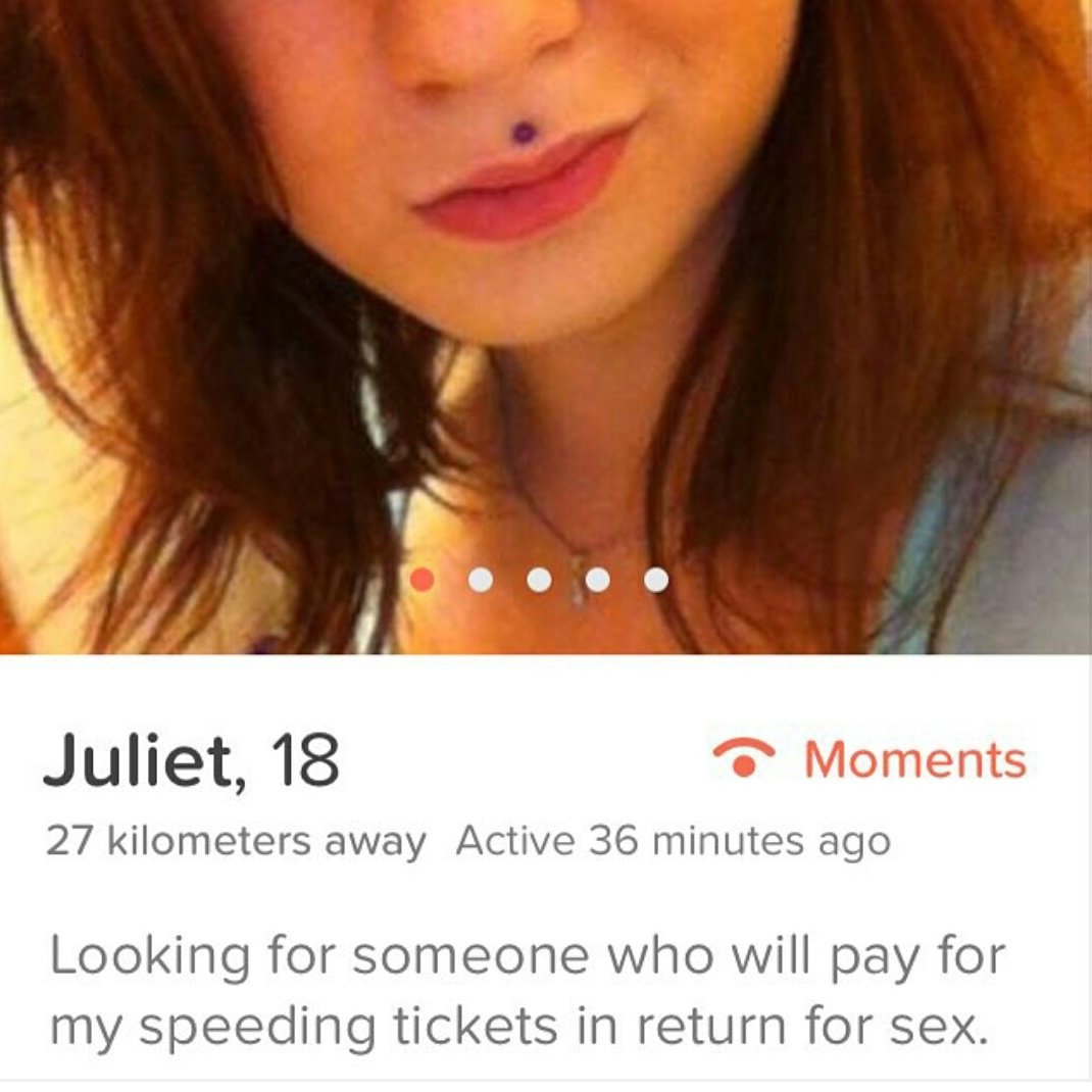 Tinder_Creeps's tweet photo. Looking for someone who will pay my speeding tickets in return for sex #tindercreeps #tinder https://t.co/qZ65tVVxAJ
