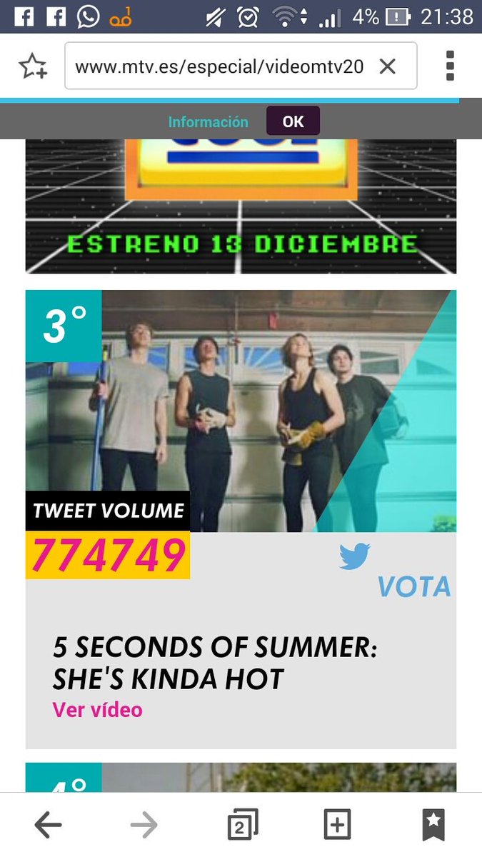 5SOSBrazil's tweet photo. Em ambas votações estamos em 3°  #MTVStars #VideoMTV2015 5 Seconds Of Summer https://t.co/FzZY1EZCVD