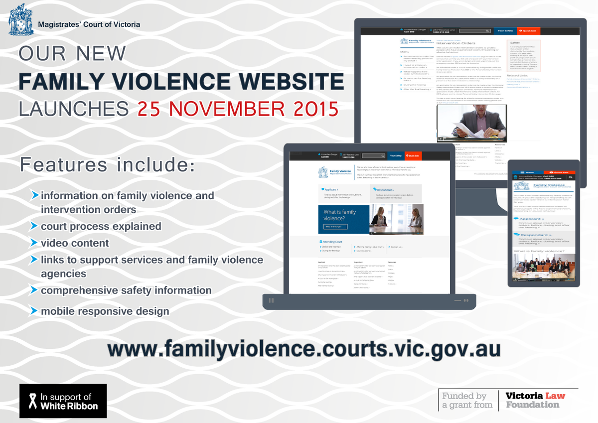 MagCourtVic's tweet photo. Our new family violence website is live.Thankyou @VicLawFoundn the project not have been possible without your grant https://t.co/mhd2AEF5wT