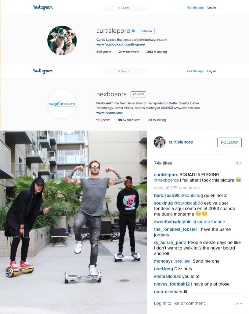 In the photo posted by <a href="/curtislepore/">Curtis</a> he partners with <a href="/NexBoard/">NexBoard</a> #PersonalvsBusiness #tagteam