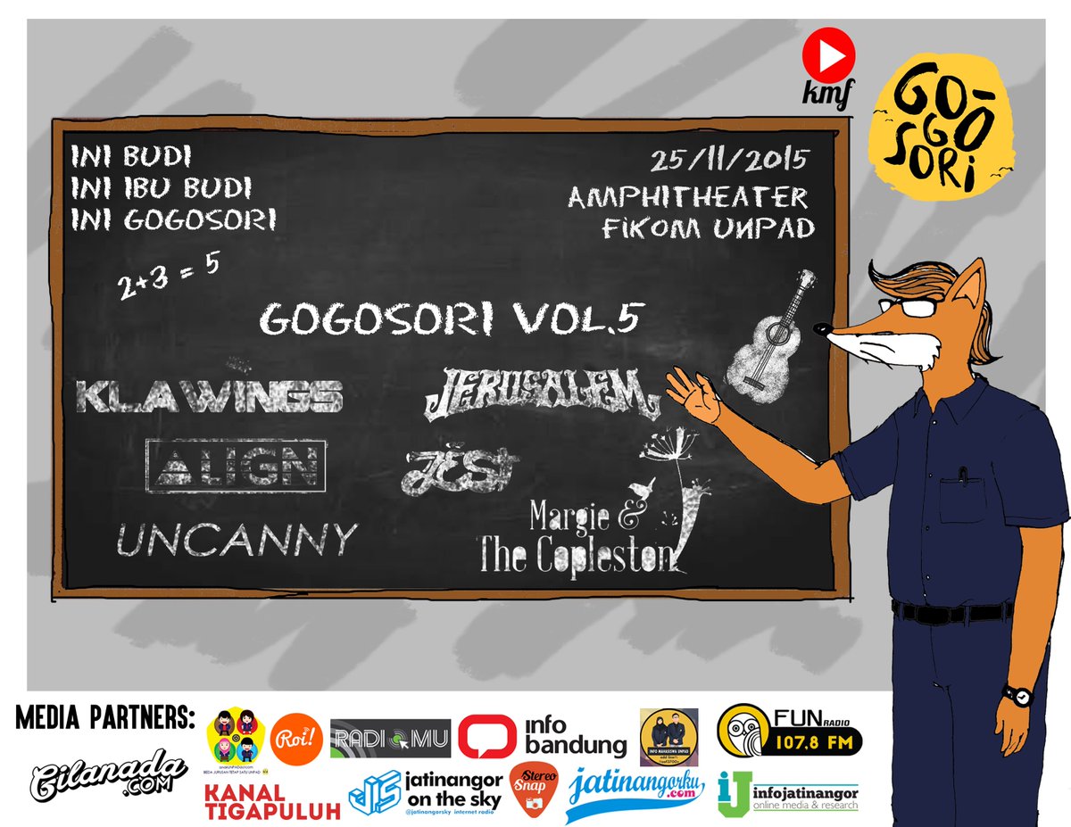 SORE INI! <a href="/gogosori_/">GOGOSORI</a> Vol. 5 | <a href="/klawings/">klawings</a> <a href="/UncannyMusic/">Uncanny Music</a> @JerusalemID dll. | Amphiteater Fikom Unpad | Let's gonjreng!