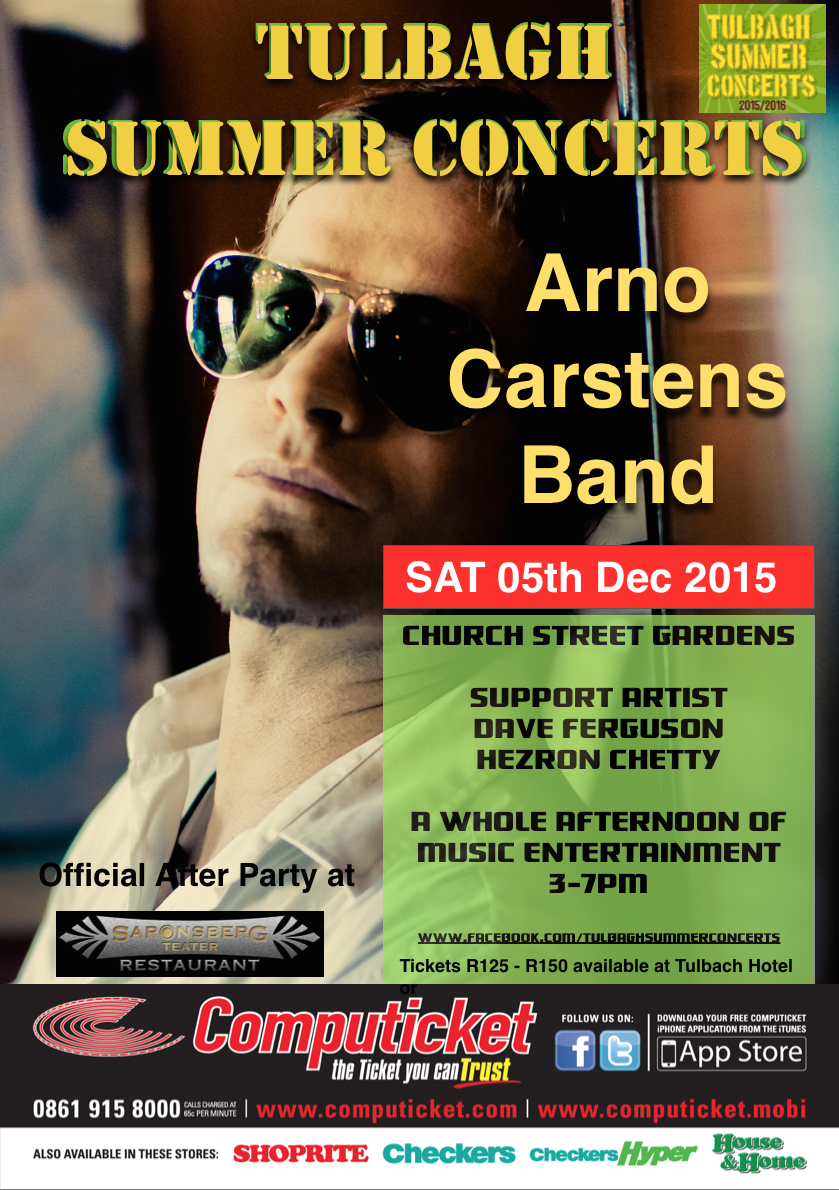 TulbaghSC's tweet image. Only a few more days and @ArnoCarstens hits @TulbaghSC on Sat 05th December #tulbaghsummerconcerts