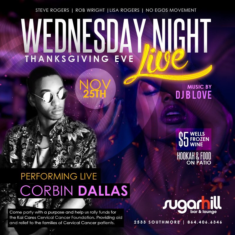 THELISAROGERS's tweet photo. Thanksgiving Eve! Bring the visiting family for a cool vibe with live music, hookah and good drinks! #Sugarhill https://t.co/5klY3cO7cC