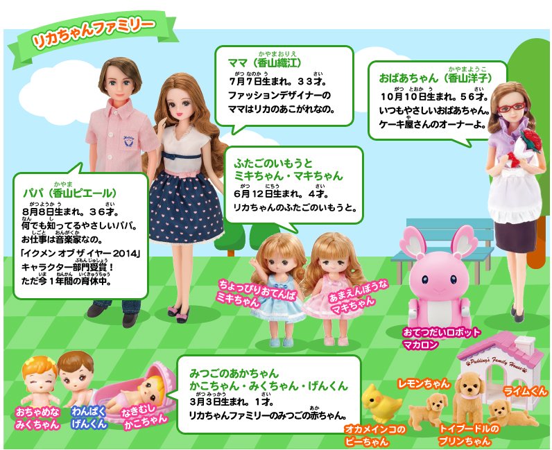 リカちゃん三つ子の妹 かこちゃんみくちゃんげんくん 初代