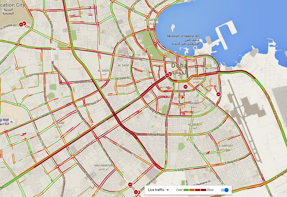 MarhabaQatar's tweet photo. Traffic this morning looks real bad! Have you managed to reach office/school/home, or still stuck? #DohaRain https://t.co/KYBPIxDpL8