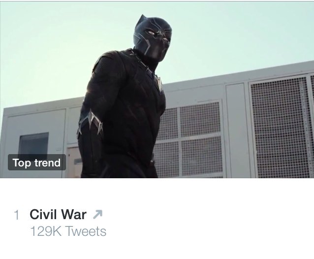 MultiverseColor's tweet photo. Look what's trending 😄 #CaptainAmericaCivilWar https://t.co/x8htlbZhD0