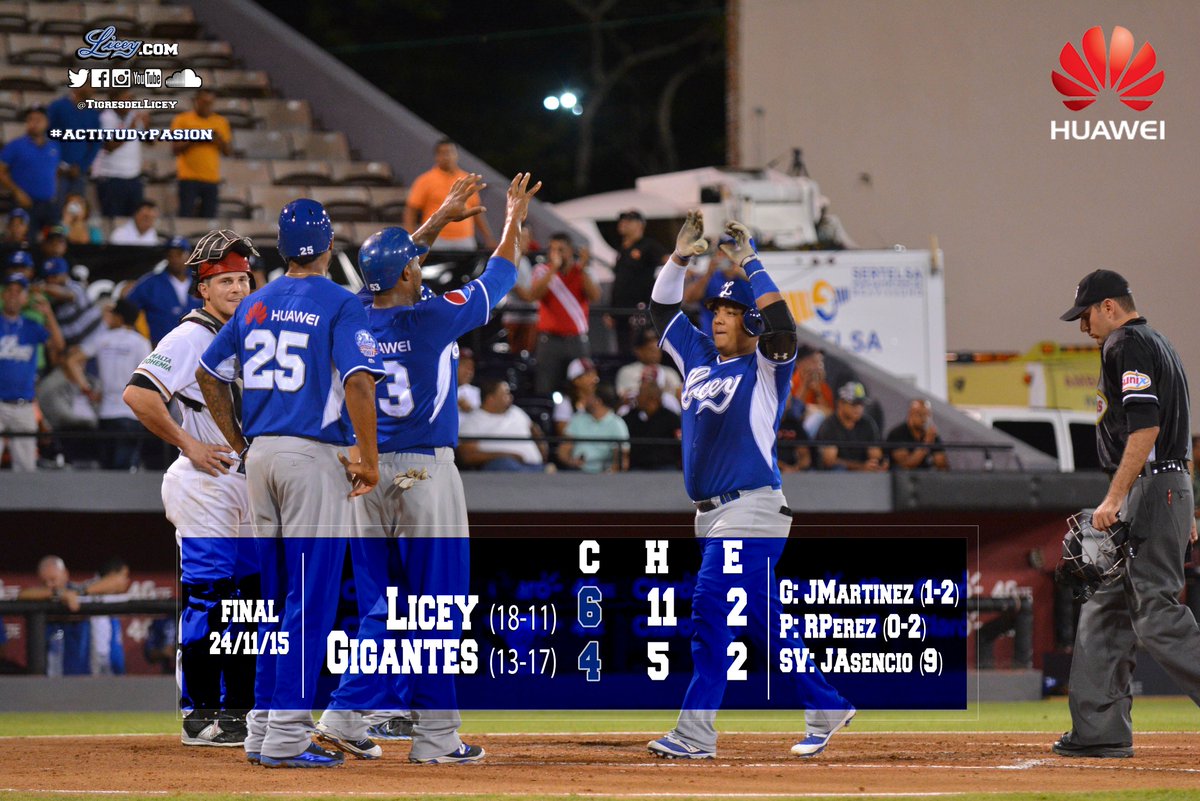 TigresdelLicey's tweet photo. FINAL: #Licey 6 - #Gigantes 4
 en el Julian Javier, en San Francisco de Macoris. #LiceyCampeón https://t.co/Z443koBzTv