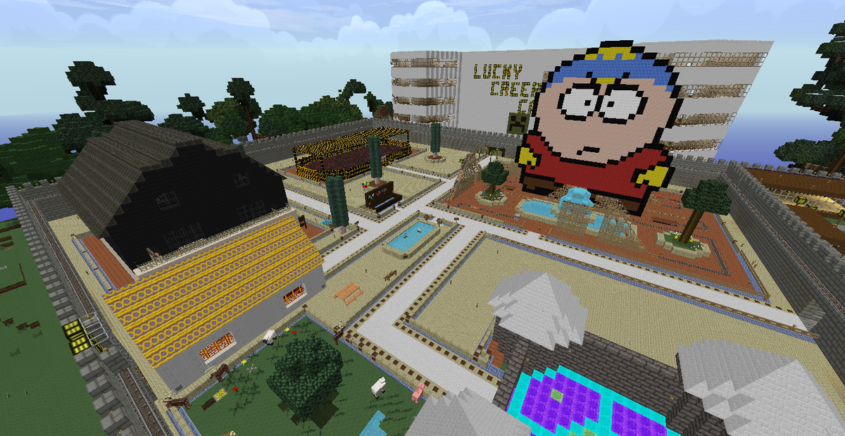 Husscraft138's tweet photo. New and improved theme park! #minecraft #minecraftserver #minecraftrollercoaster #rollercoaster #SouthPark https://t.co/J2eRyjlnCG