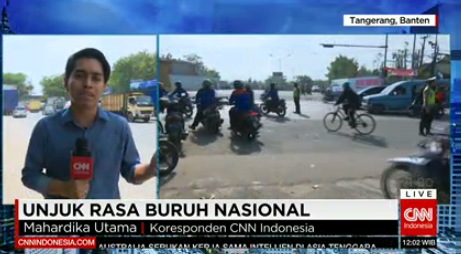 PutriGrimaldy's tweet photo. #CNNIDReport Mahardika Utama: Hingga saat ini belum ada pergerakan massa buruh ke tempat orasi di Tangerang, Banten https://t.co/a2HjROHduV