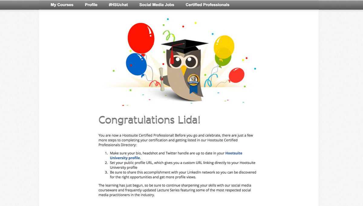 JiangLida's tweet photo. #SMM410 Finally get certified on @hootsuite https://t.co/v5IiPgUvuW