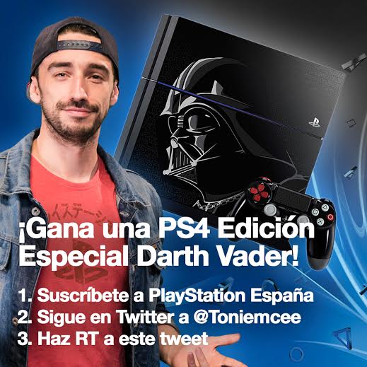 toniemcee's tweet photo. ¿QUIERES GANAR UNA PLAYSTATION®4 EDICIÓN ESPECIAL DARTH VADER? Pues ya sabes: https://t.co/MwLgC3QJ5k #sorteo #ps4 https://t.co/D5vZqQ1FhW