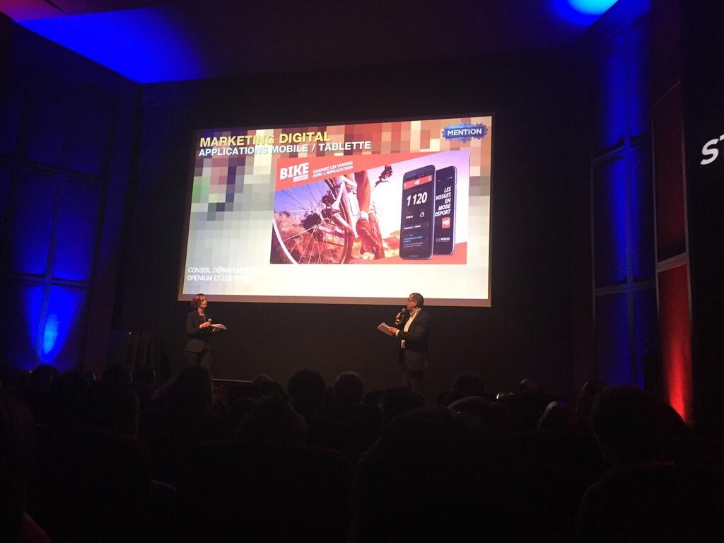 Très fiers d avoir reçu une mention Stratégie Sport digital pour l application Bike.Vosges powered by <a href="/openium/">Openium</a> :)
