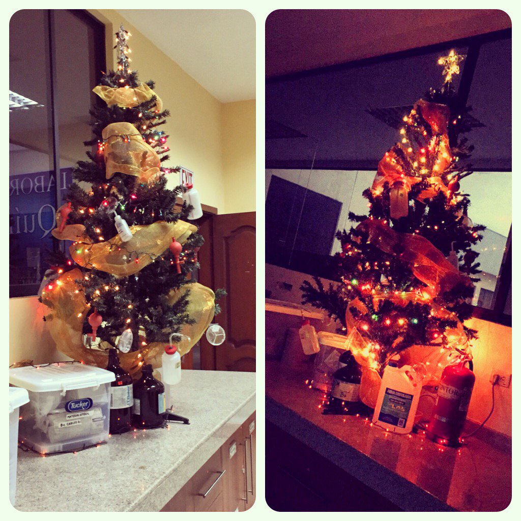 I put the tree up at my work.. #chemicallab.. #chemicaltree.. #MerryChristmas.. #feliznavidad..