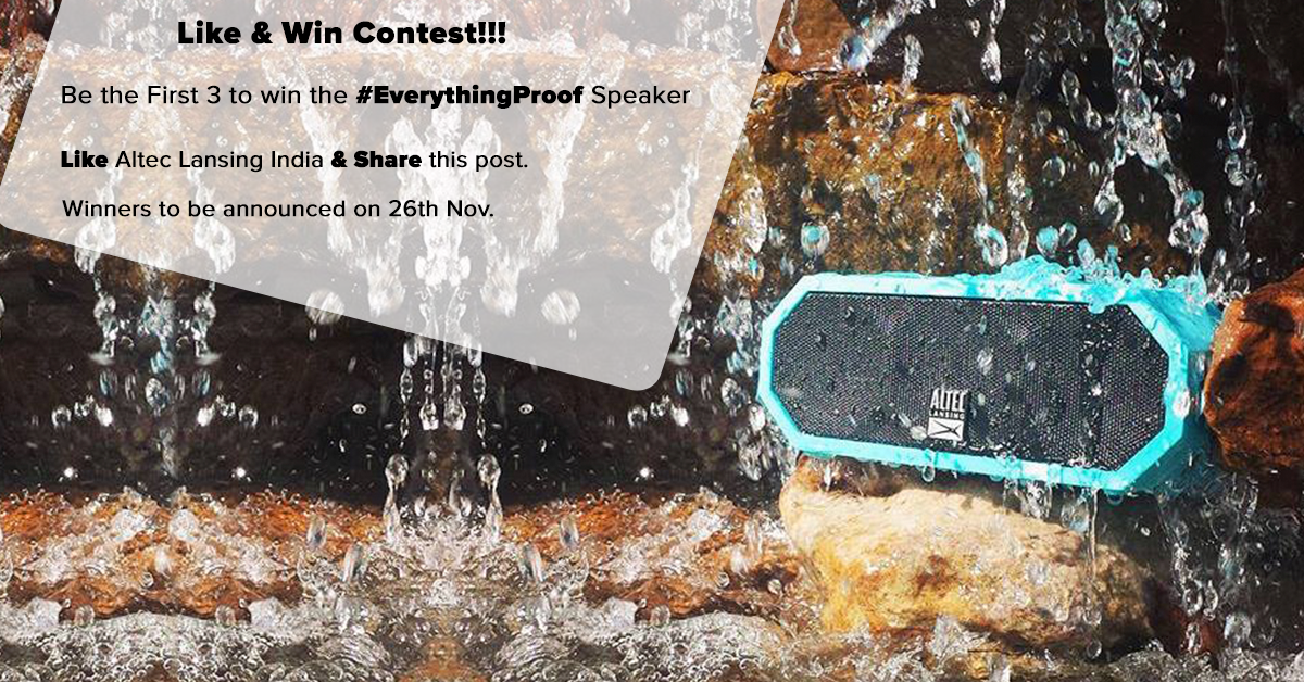 AltecLansing_In's tweet photo. Do not let go of a chance to be the #First to #Win this #EverythingProof Speaker! Get Re-tweeting right now! https://t.co/aaFbnku0xW