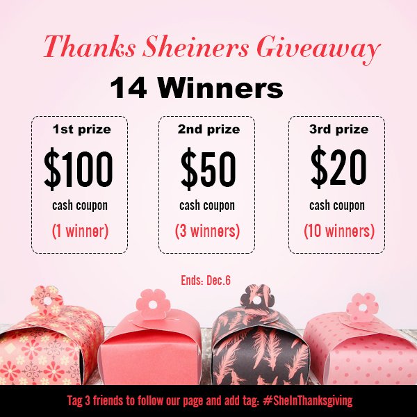 SHEIN_Official's tweet photo. 🍀Thanks Sheiners Giveaway🍀
Pick &amp; Tell The Reason https://t.co/bRBOWVvOWZ
Follow @SheIn_official like &amp; share tweet. https://t.co/DNdKdiIyHy