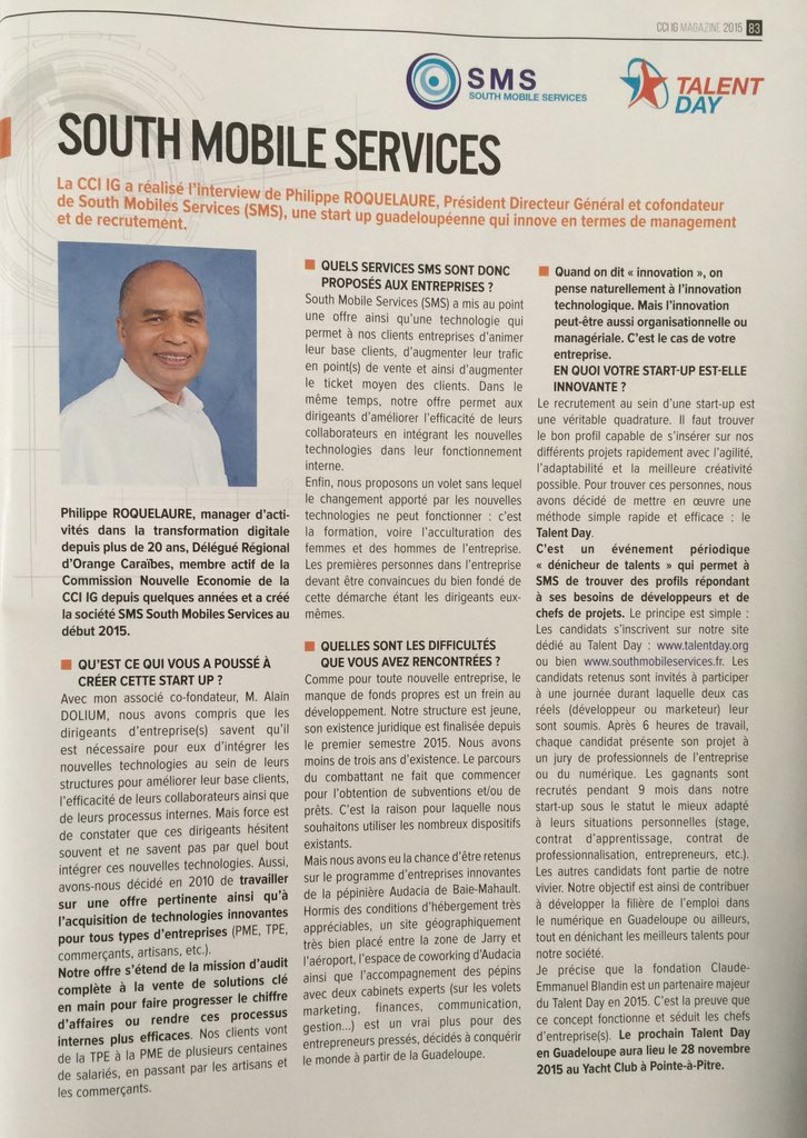 southmobileserv's tweet image. Nouvel article sur @southmobileserv dans le dernier numéro  @CCIGuadeloupe magazine. À lire sans modération 😊