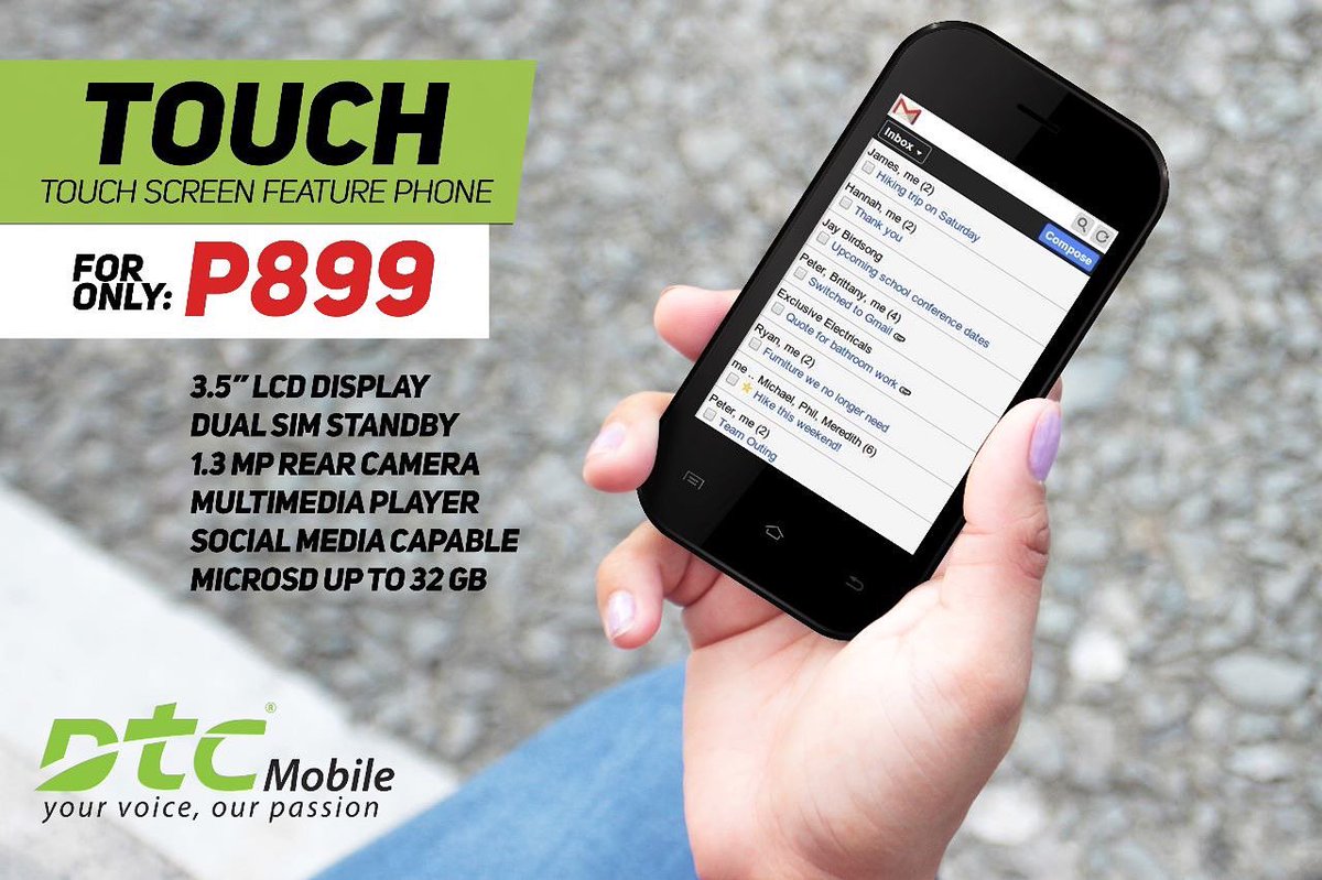 dtcmobileph's tweet photo. Introducing the new DTC Touch! A touch screen feature phone that is capable of social media browsing! #DTCmobile https://t.co/LaIFut0W3O