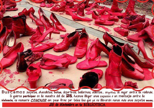 Súmate a la inicitiva de la Biblioteca, ni una víctima m@s #zapatosrojos