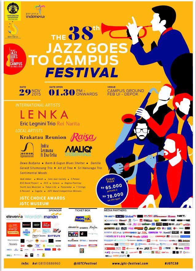 The 38th JGTC Festival | Lenka, Raisa, and many more! | 29 Nov @ Campus Ground FEB UI Depok | <a href="/JGTCfestival/">The 48th Jazz Goes To Campus</a> #jgtc38