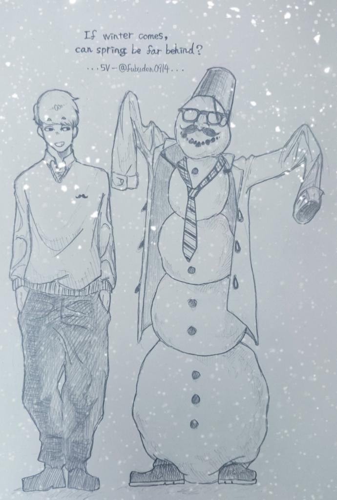 #落書き
#マフラー男子
#雪だるま
#クリスマス 