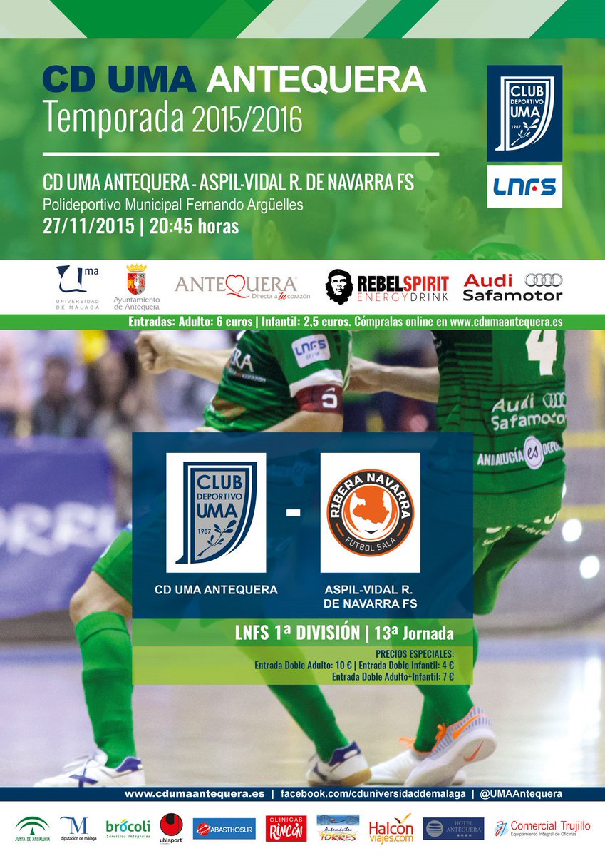 CCLaVeronica's tweet photo. Retuitea y participa en el sorteo de 3 ENTRADAS DOBLES para ver el partido del UMA ANTEQUERA del 27 de noviembre https://t.co/dI3AWvaFPD