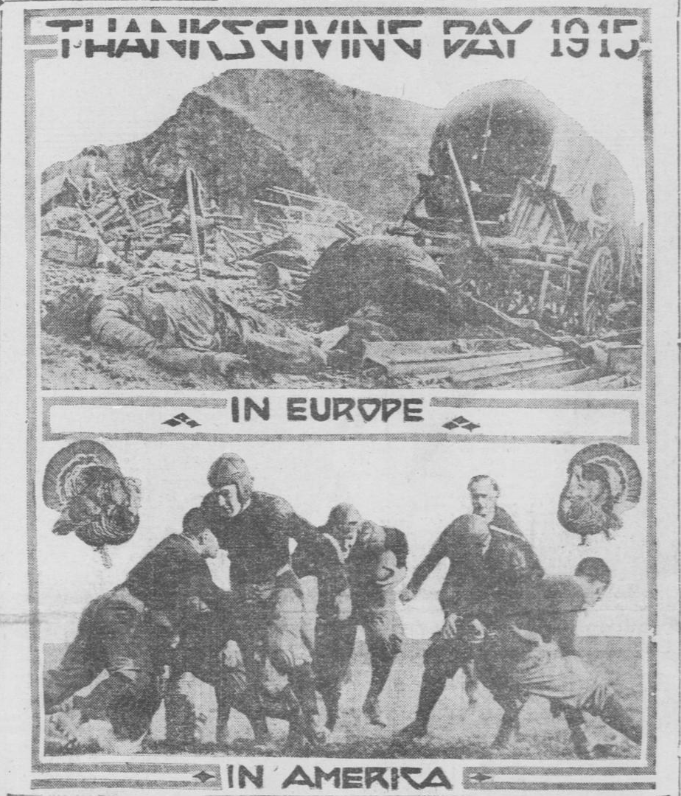 ThisDayInWWI's tweet photo. Nov 25 1915 Thanksgiving this year.

In Europe
In America

https://t.co/3c0xldZQdt @CartoonWW1 #ww1cartoon https://t.co/rnDpfJ2Fro