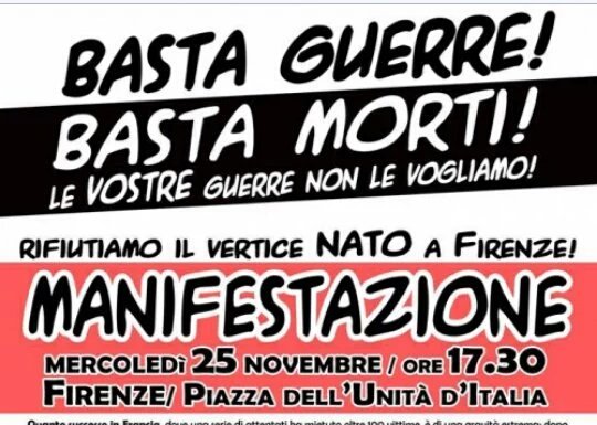 Rifiutiamo il vertice NATO!Ore 17:30 Piazza dell'Unità d'Italia Firenze @radiondadurto @DinamoPress @ExOpgJesopazzo