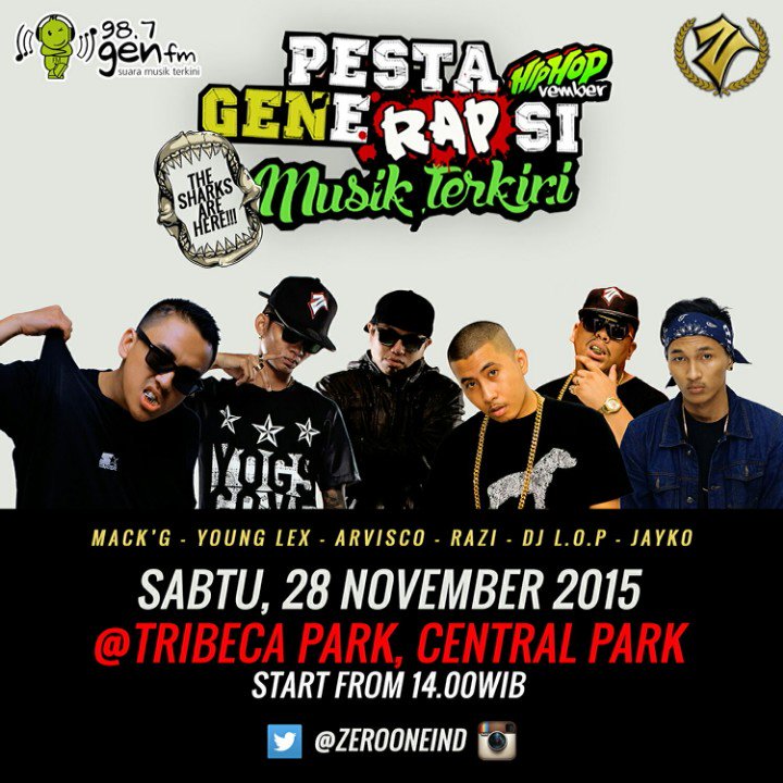 ZeroOneIND's tweet photo. Its SHARKS ATTACK!!! Pesta Generapsi Musik Terkini @987genfm, Saturday, November 28th at Central Park Mall. https://t.co/btC7bswfQ5