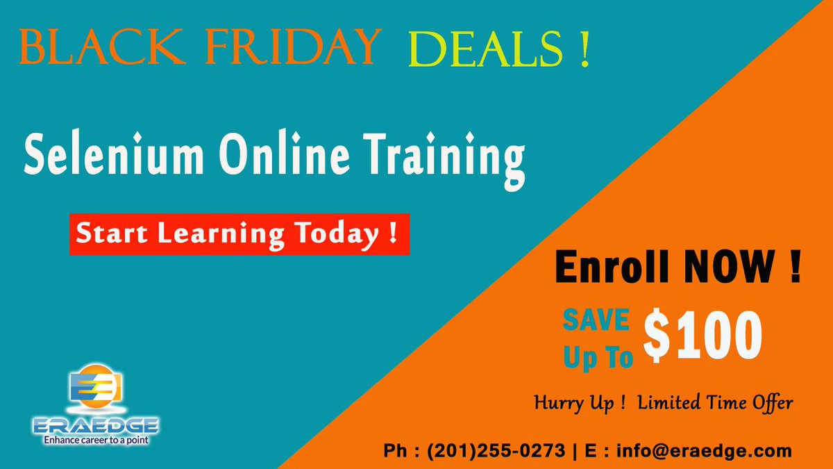 eraedge's tweet photo. #BlackFriday Special #Offers
#Selenium #Online #Training @eraedge 
Enroll &amp; Save 100$ : https://t.co/HvDIgUsU6r https://t.co/FE2zcj3mQs