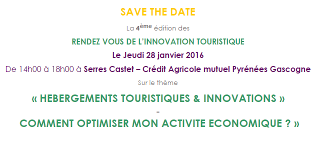 RDVTourisme's tweet photo. SAVE THE DATE - 4ème RDV de l'innovation touristique #hébergements #innovation #RDVTourisme #tourisme #MasterLTDT https://t.co/5czTByWEGH