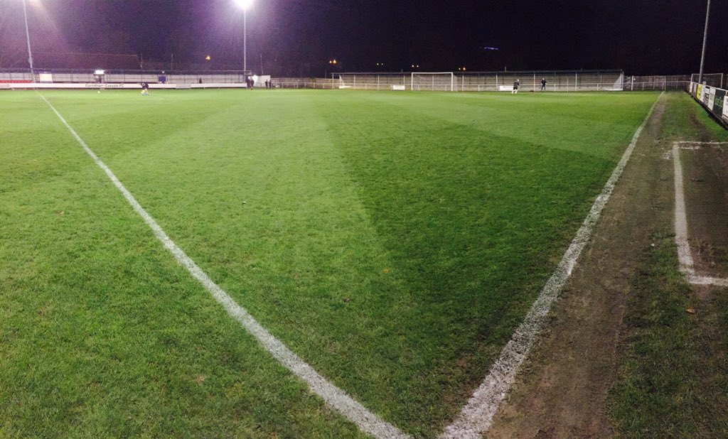 Pitch prepped with some diagonal stripes for <a href="/CorinthianCas/">Corinthian-Casuals</a> game last night.