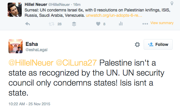 HillelNeuer's tweet photo. Excuses!
Fact: UN has full power to condemn terrorists (https://t.co/FBGuZ5sDl6)
Fact: UN in 2012 said PLO = a state https://t.co/A9Z77aVec3