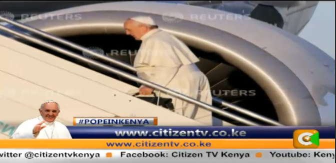 citizentvkenya's tweet photo. Pope Francis departs Rome to begin his Africa tour, starting with Kenya #PopeInKenya https://t.co/Hycp9eYZpn