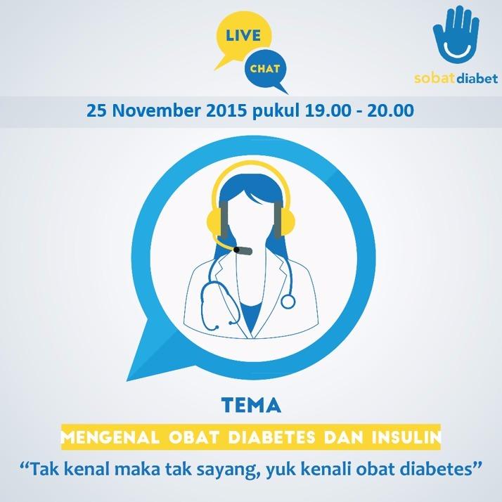 Jangan lewatkan! Livechat <a href="/sobatdiabet/">Sobat Diabet</a>  malam ini jam 7 s.d 8 WIB dengan tema : mengenal obat diabetes dan insulin.