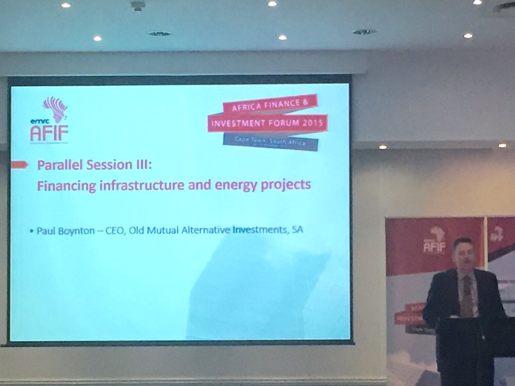 _EMRC_'s tweet photo. @OldMutualSA discussing alternative financing for energy and water across #Africa #AFIF2015 https://t.co/VVui9vZMRJ