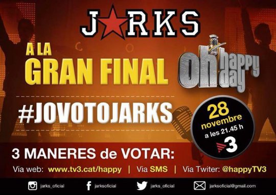 #JoVotoJARKS ! el meu grup preferit al <a href="/happyTV3/">Oh Happy Day</a> !