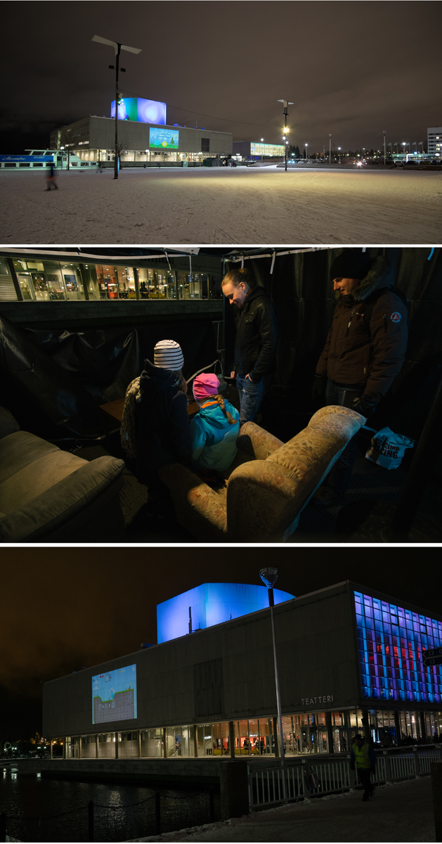 kaamosgames's tweet photo. Kaamos Games presenting the @statemattergame on a big screen at #valoaoulu #Oulu #Finland #indiedev #indiegamedev https://t.co/yjMMT8Hwne