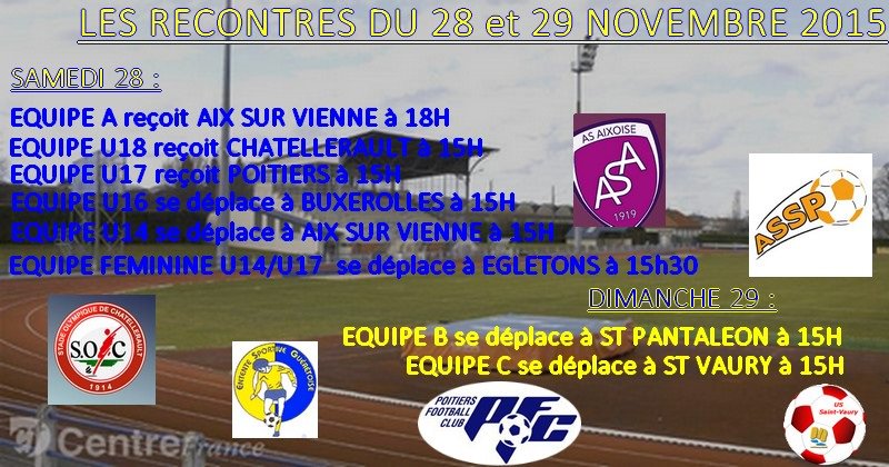 Voici les rencontres du weekend :