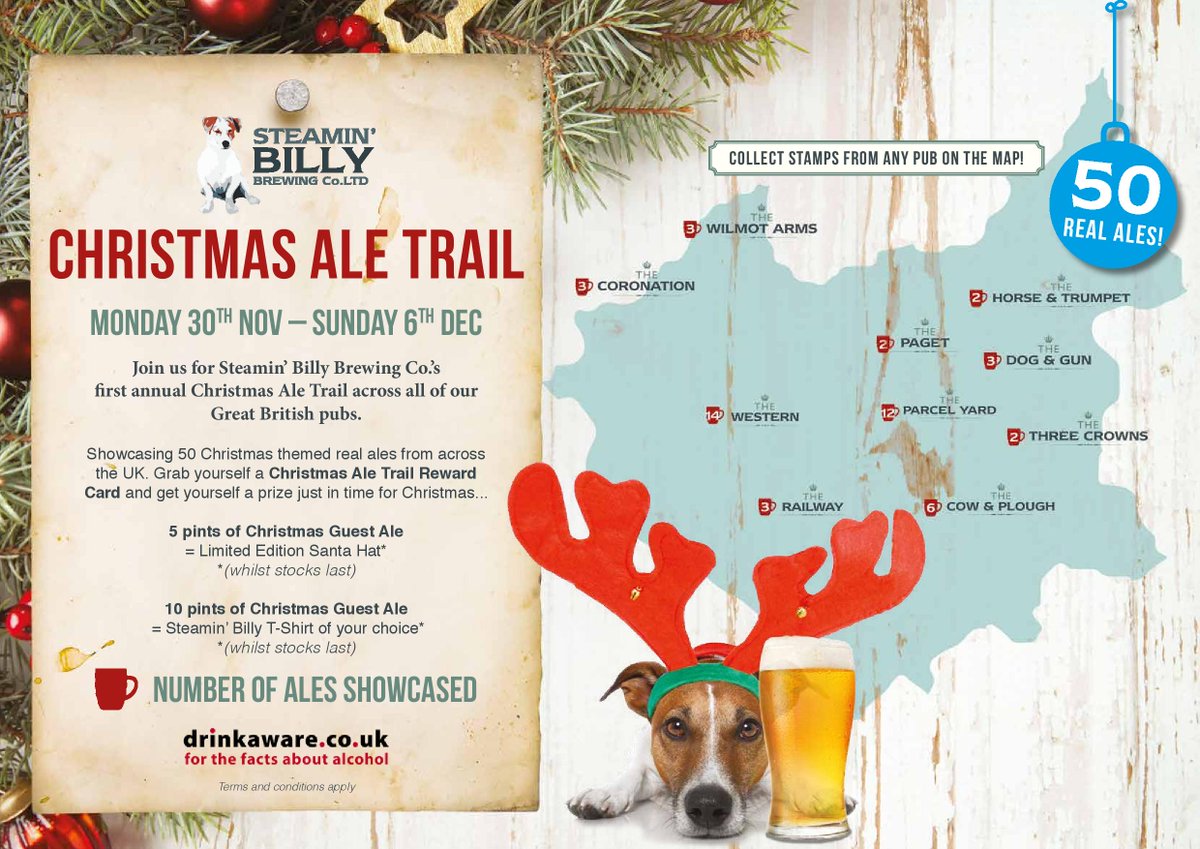 3CrownsOakham's tweet photo. The Steamin' Billy Christmas Ale Trail starts Nov 30th! The 3 Crowns can help convert those Pints to Prizes! https://t.co/HitLFfaAx8