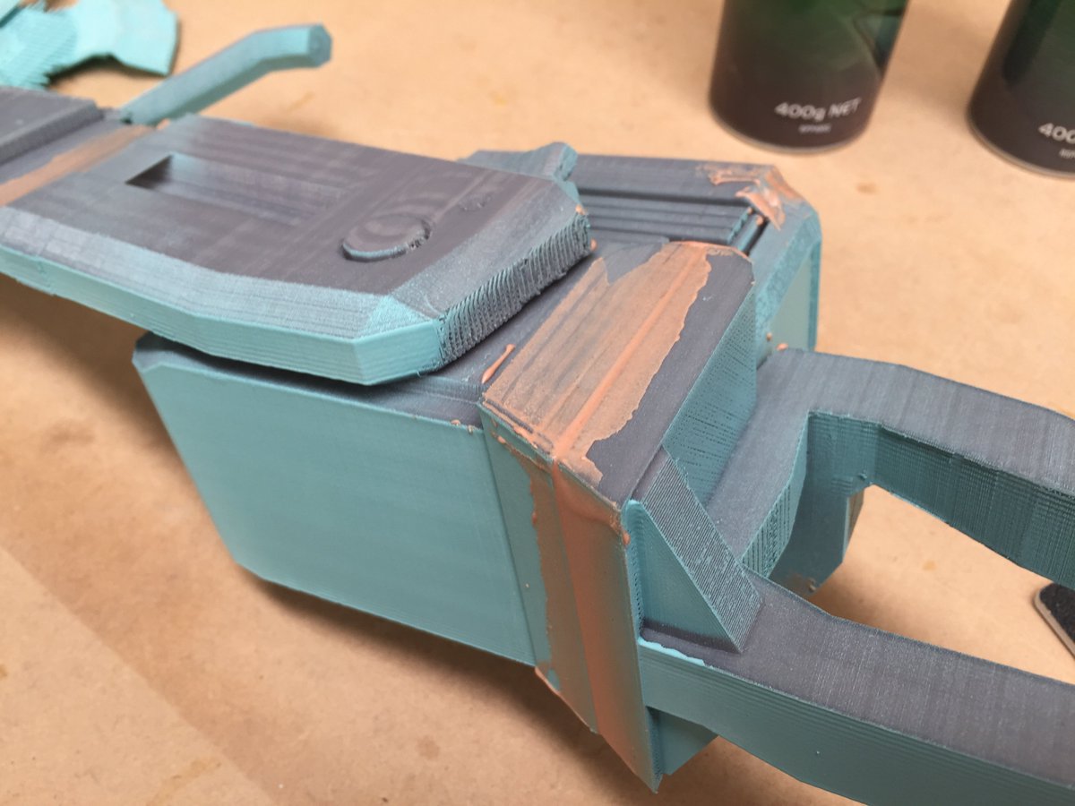 makersmuse's tweet photo. All bogged and ready for rough sanding.  #Fallout #3DPrinting #AutoAxe https://t.co/Q5Z7UsUTK5