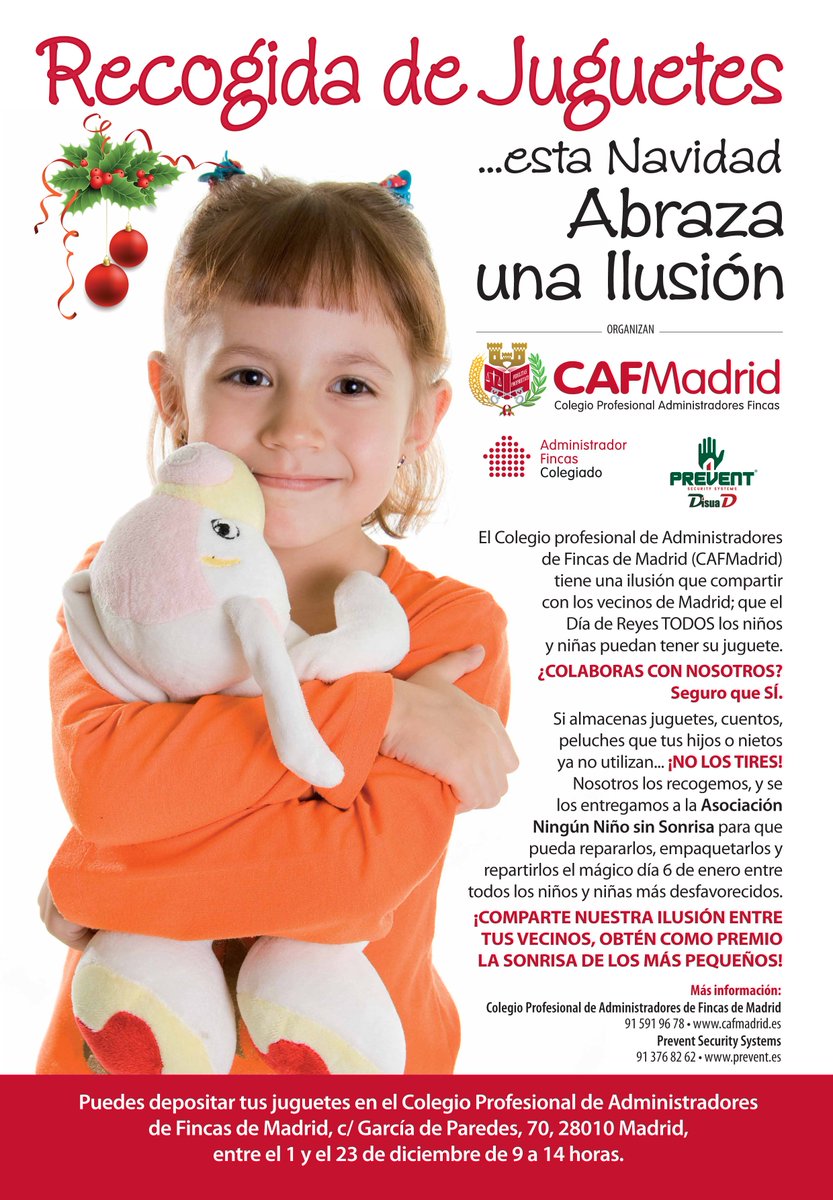 CAFMadrid's tweet photo. Por cuarto año, lanzamos la Campaña de Recogida de Juguetes en beneficio de la Asociación "Ningún niño sin sonrisa" https://t.co/zRjfwNfpFG