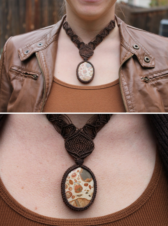Artfire's tweet photo. One of a kind #macrame necklace with #leopardite #gemstone. Made by https://t.co/CgZkKBg6wJ https://t.co/N6iBPeJWDu