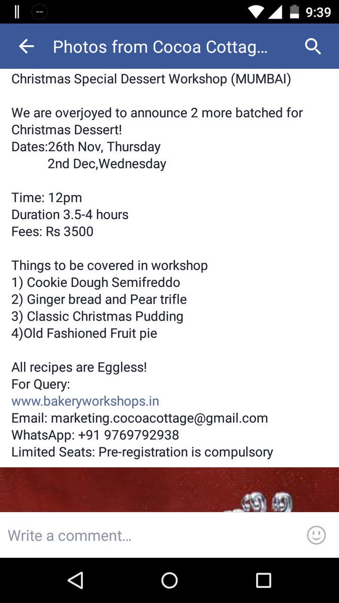 akbars600's tweet photo. Don't miss the special #Christmas #deserts making #workshop at @cocoacottage #cake #mumbai #cocoacottage https://t.co/EOe1b4vXo8