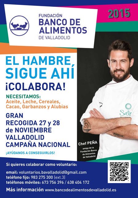 RT <a href="/AyuntamientoVLL/">Ayto. de Valladolid</a>: No dejéis de colaborar con <a href="/fbavalladolid/">BancoAlimentosVA</a> en #GranRecogida2015 @JPenaTopChef como abanderado