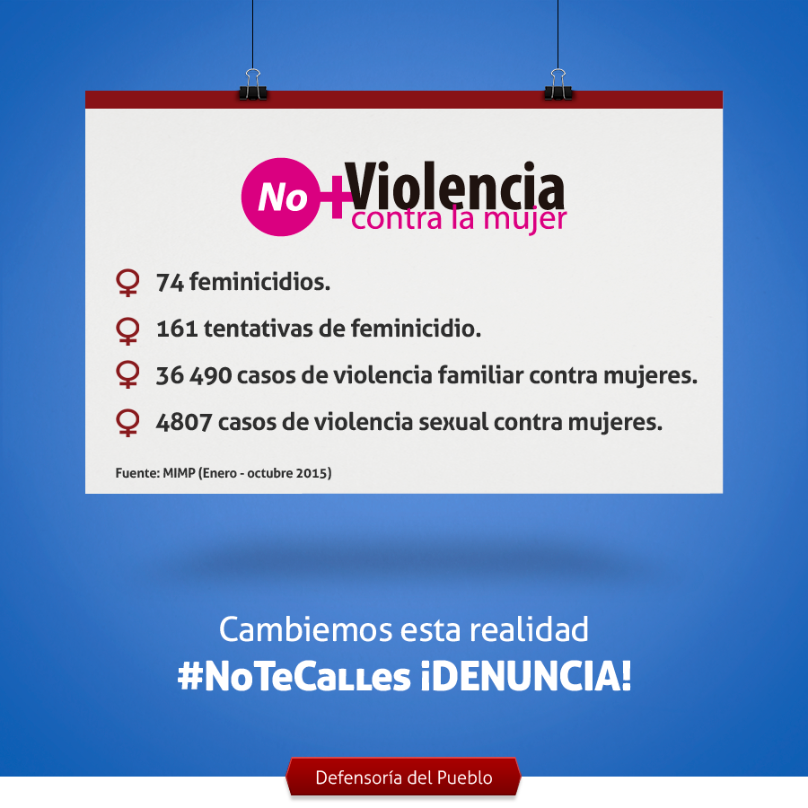 Defensoria_Peru's tweet photo. No más violencia contra la mujer. #NoTeCalles ¡Denuncia! https://t.co/Zphw7atUf0