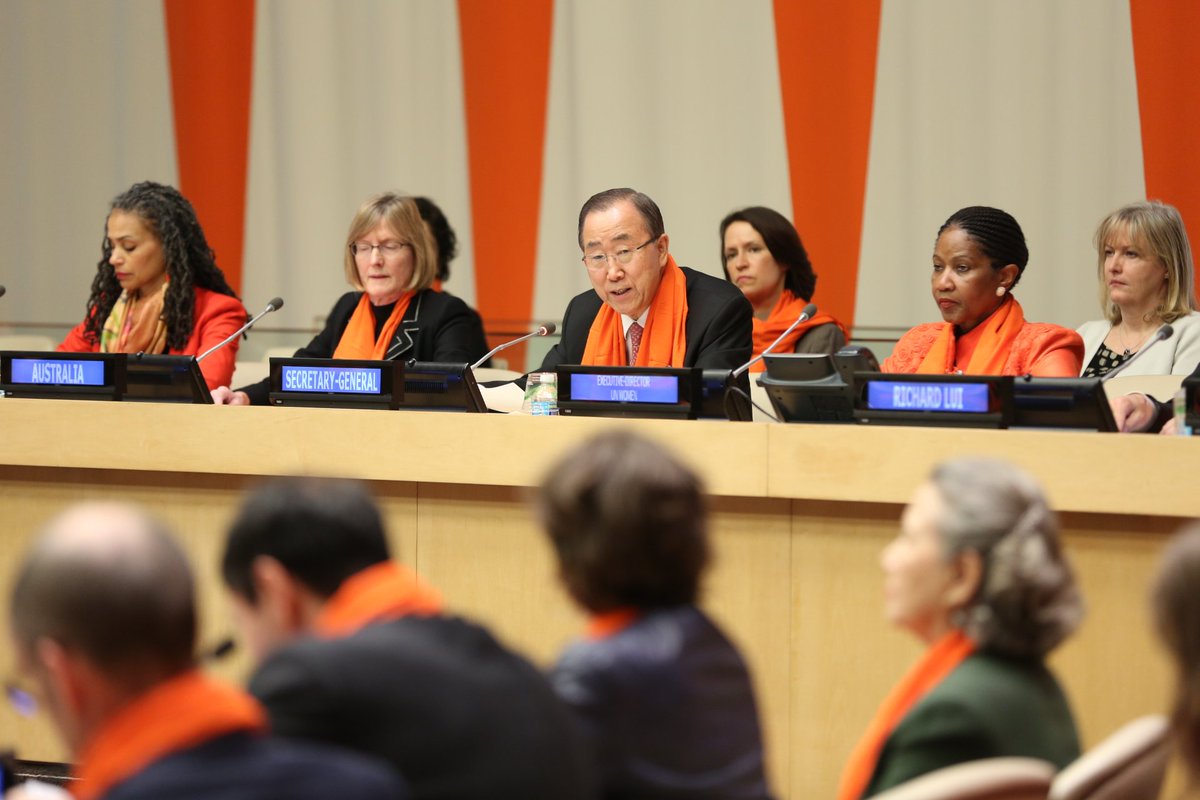 SayNO_UNiTE's tweet photo. We're at @UN event on Intl Day to End Violence against Women. Watch: https://t.co/Vwcih7rXuR #orangetheworld #16days https://t.co/QFJn76STCV