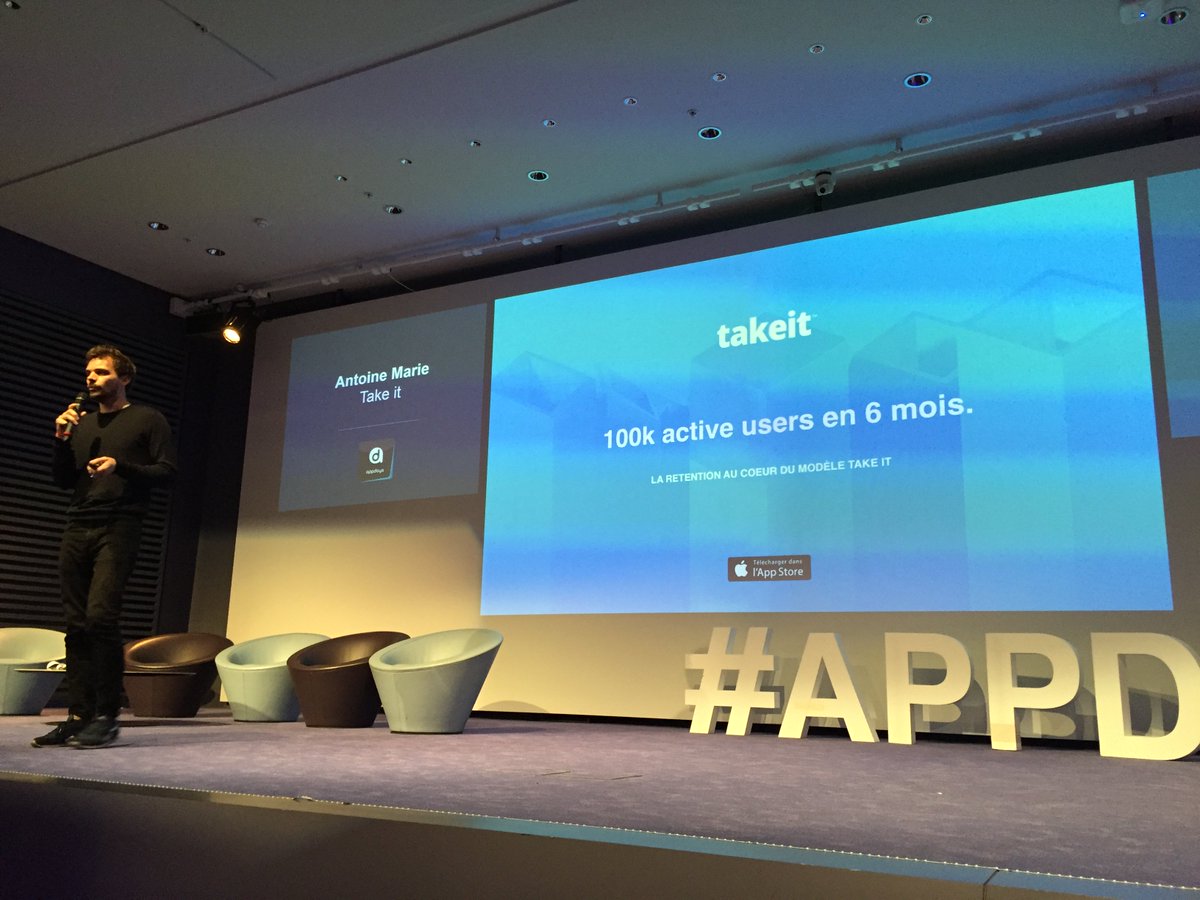 Antoine on stage for <a href="/takeitapp/">Take it</a> #AppDays