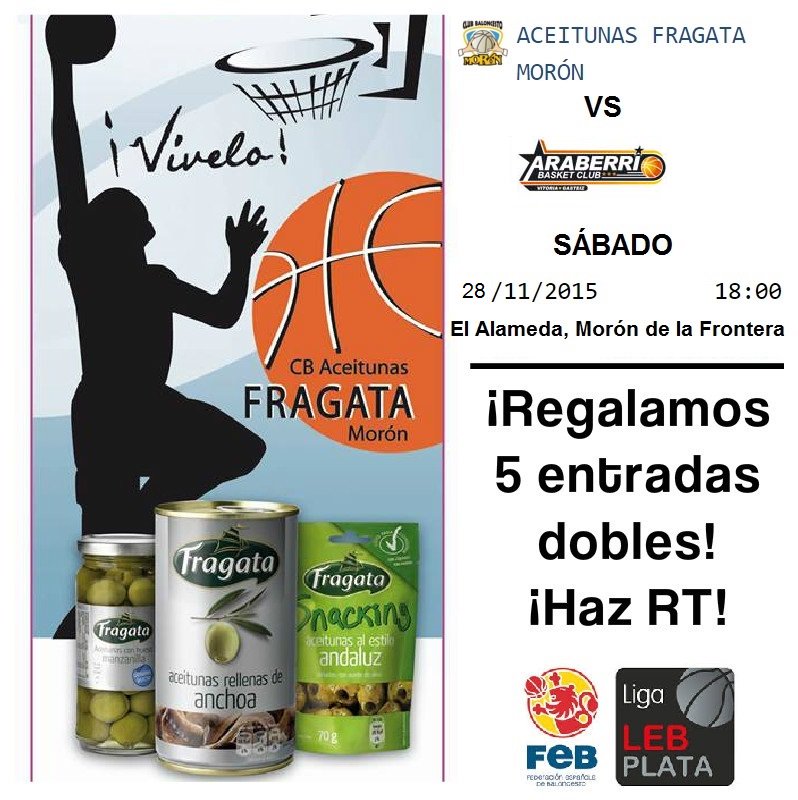 FragataES's tweet photo. ¡Este sábado vuelve el espectáculo de #LEBPlata con @cbmoron! ¡Haz RT y consigue tu entrada! https://t.co/if5d56nApE https://t.co/6L6vKsgTt9