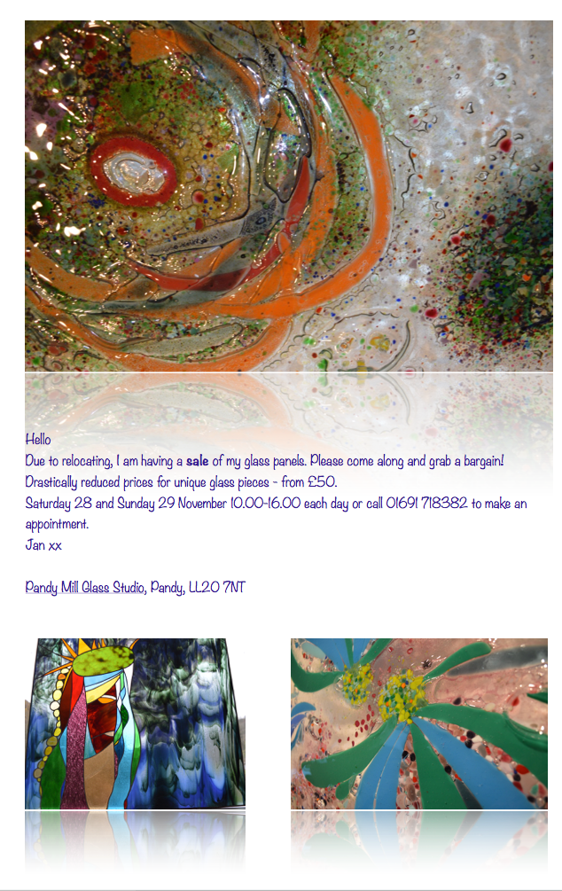 Why not take some time out of your weekend to visit Pandy Mill Gallery, and see Jan's MARVELLOUS glass creations.