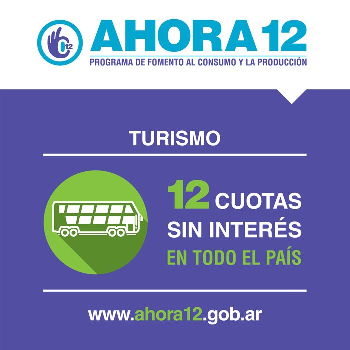 ►Se vienen los fin de semana largos◄
Viajá dentro del país con #Ahora12
Incluye pasajes en ómnibus y hoteles